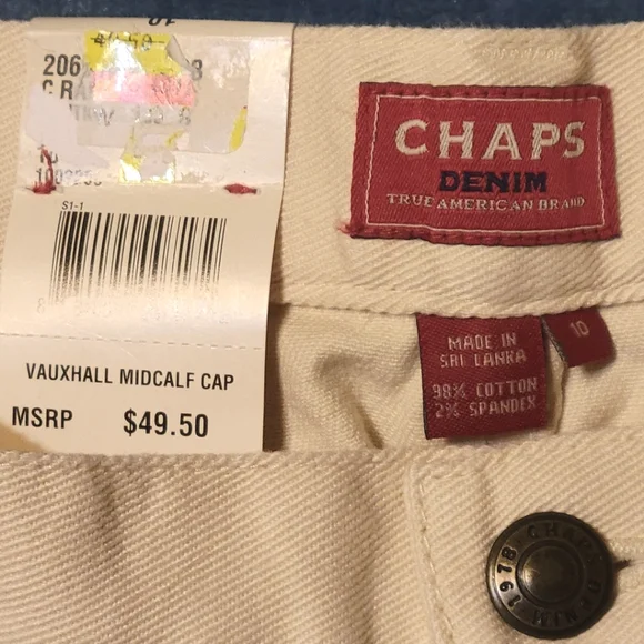 CHAPS Denim Crop Pants / Capri Pants - Cream color - Size 10 - NEW - Picture 4 of 4